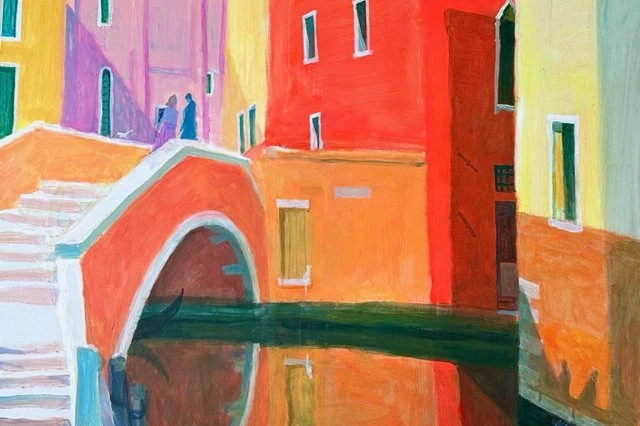 Aleksejs Naumovs. Venice Bridge with a Cat. 2024. Canvas, acrylic. 120 x 120