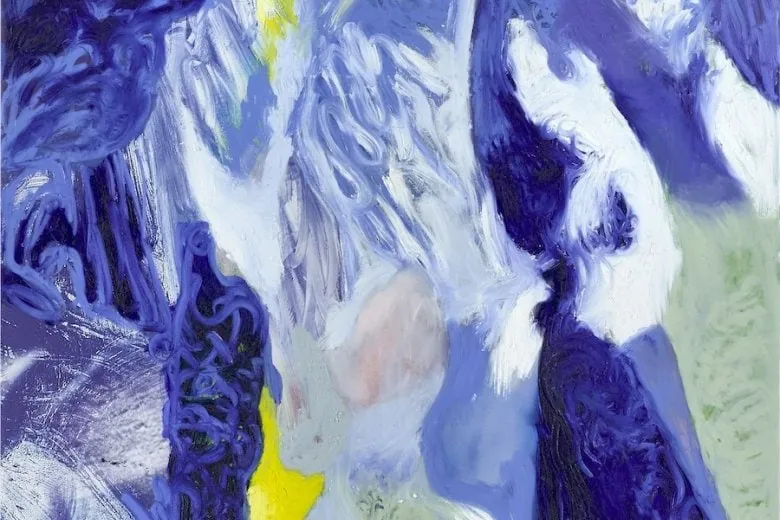 Donna Huanca, Epithelium (Snowy), 2019. Oil, sand on digital print on canvas, 320 x 240 cm.